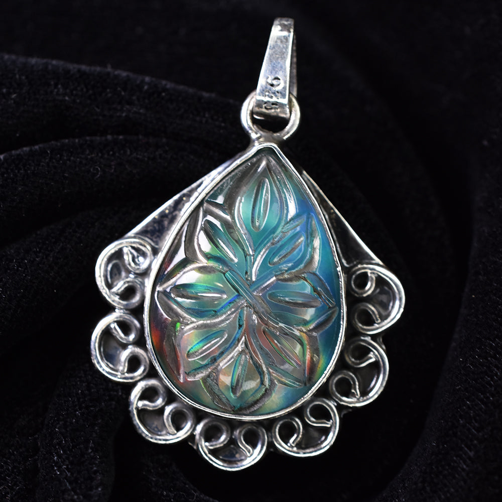 CERTIFIED 41 Ct Natural Pear Opal 925 Sterling Silver Pendant Jewelry For Her