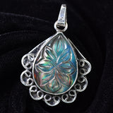 CERTIFIED 41 Ct Natural Pear Opal 925 Sterling Silver Pendant Jewelry For Her