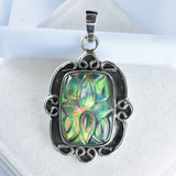 925 Sterling Silver 44 Ct Natural Cushion Cut Opal Pendant Gemstone CERTIFIED