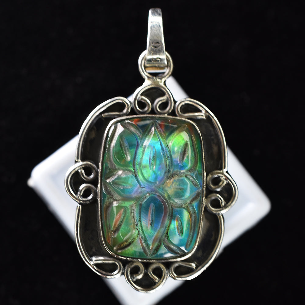 925 Sterling Silver 44 Ct Natural Cushion Cut Opal Pendant Gemstone CERTIFIED