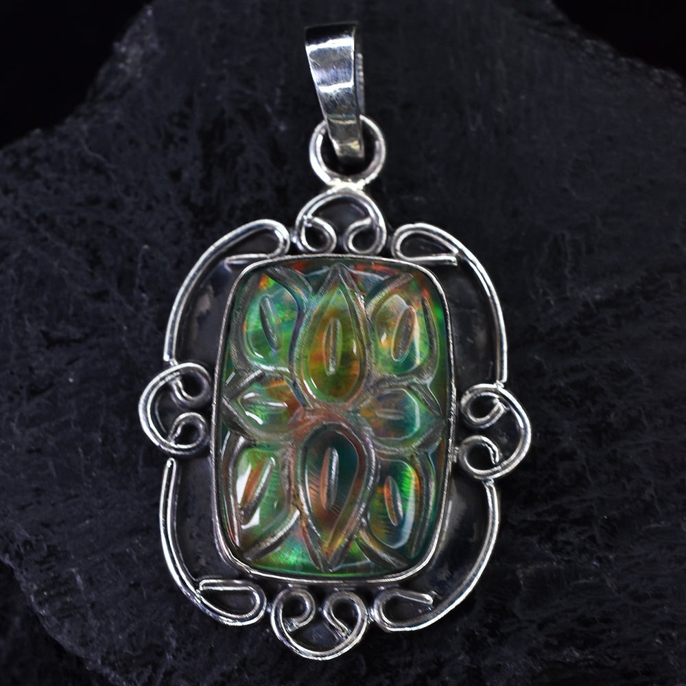 925 Sterling Silver 44 Ct Natural Cushion Cut Opal Pendant Gemstone CERTIFIED