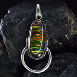 AA++ CERTIFIED 31 Ct Natural Opal Oval Cut 925 Sterling Silver Gems Pendant