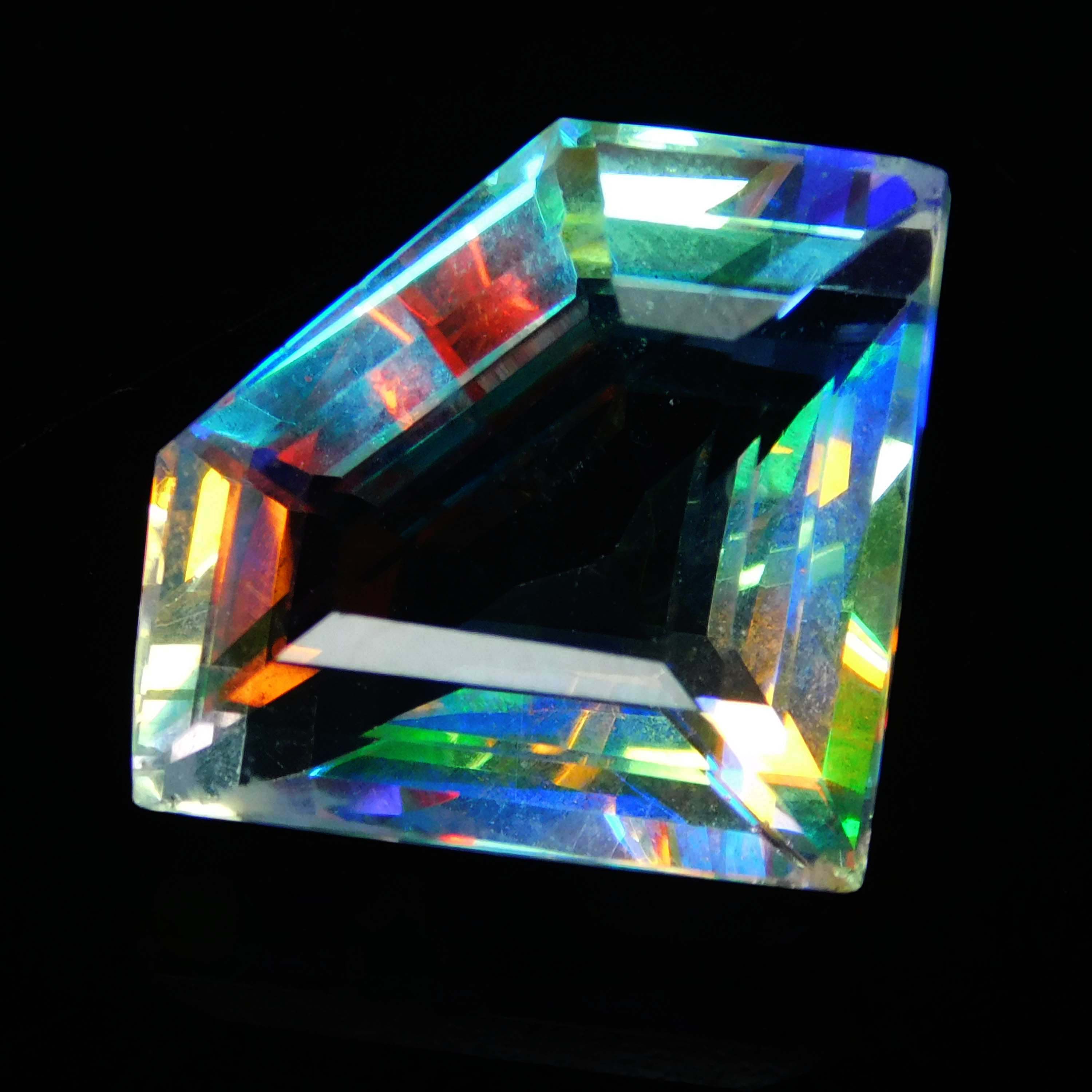 Lab-Created Topaz Fancy Cut 30 Ct A++ Rainbow Mystic CERTIFIED Loose Gemstone