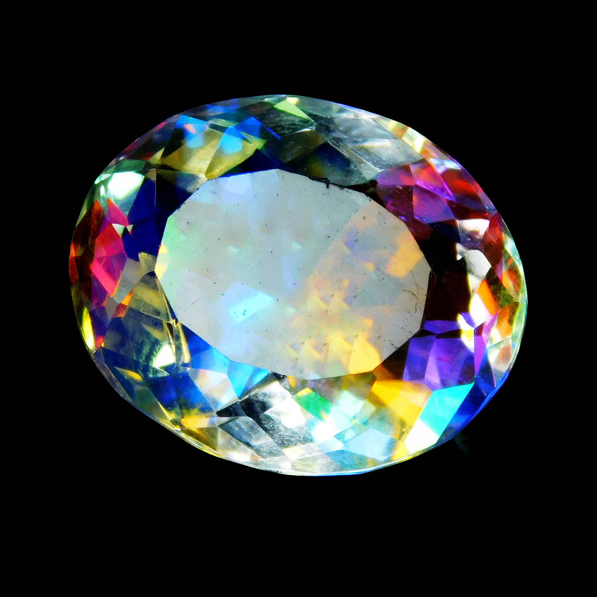 19 Ct Oval Cut Loose Gemstone A++ Rainbow Mystic Lab-Created Topaz CERTIFIED