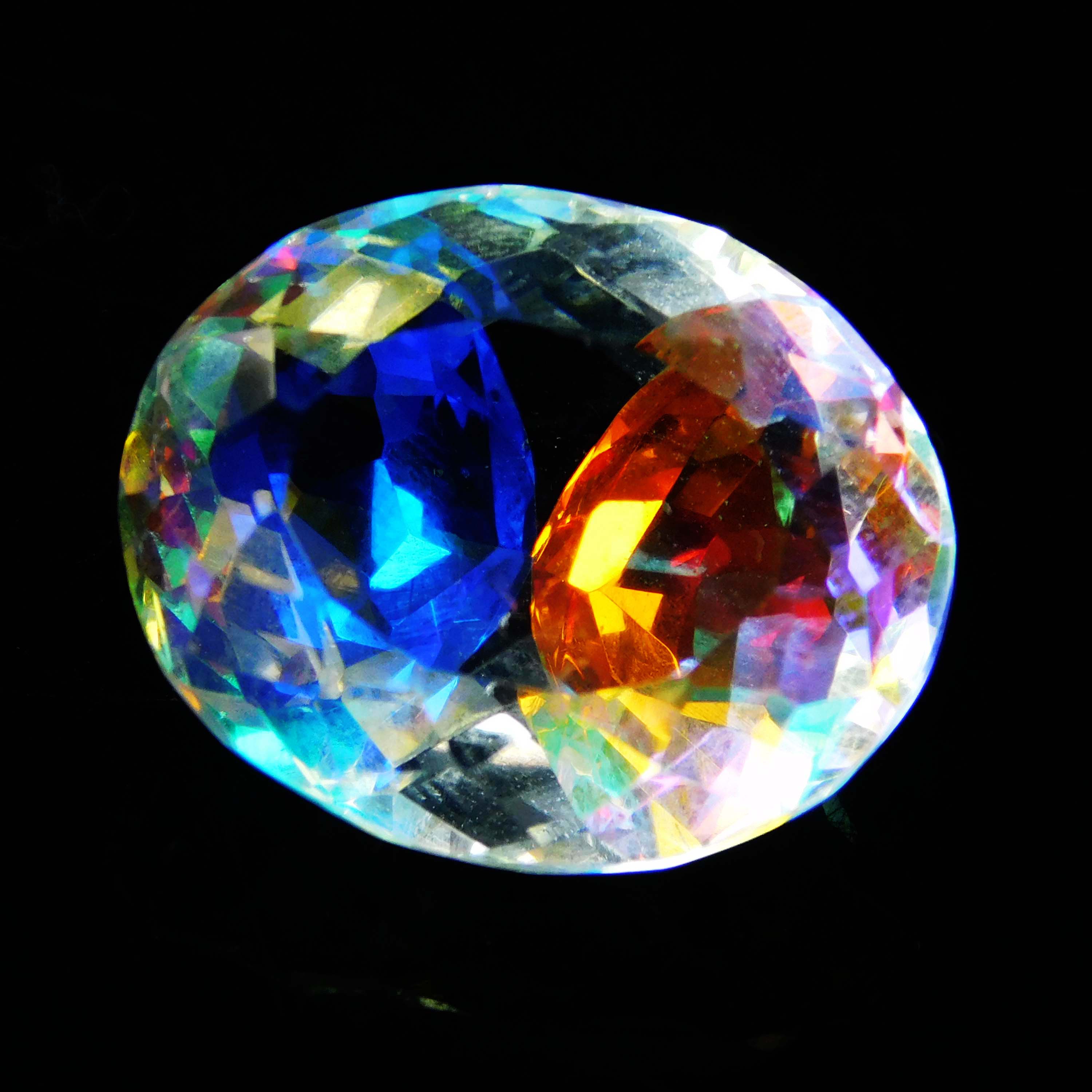 19 Ct Oval Cut Loose Gemstone A++ Rainbow Mystic Lab-Created Topaz CERTIFIED