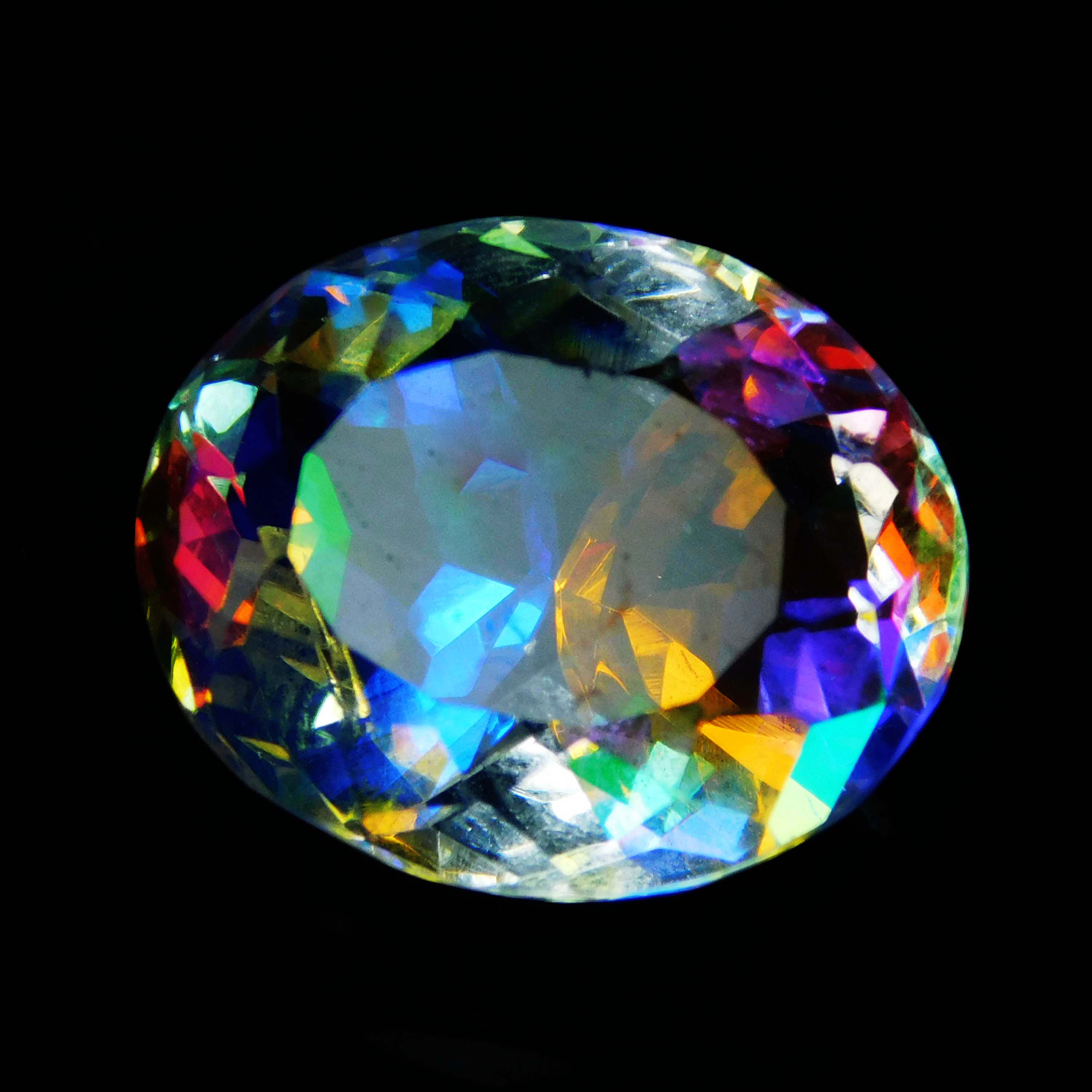 19 Ct Oval Cut Loose Gemstone A++ Rainbow Mystic Lab-Created Topaz CERTIFIED