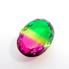 Bi-Color 92.85 Ct Tourmaline Oval Cut CERTIFIED Loose Gemstone Lab-Created