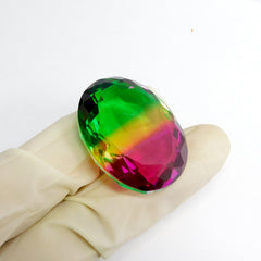 Bi-Color 92.85 Ct Tourmaline Oval Cut CERTIFIED Loose Gemstone Lab-Created