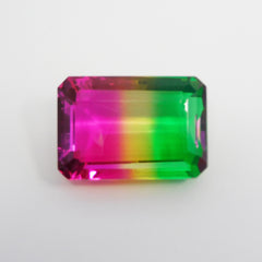 Lab-Created Tourmaline Bi-Color Emerald Cut 117.20 Ct CERTIFIED Loose Gemstone