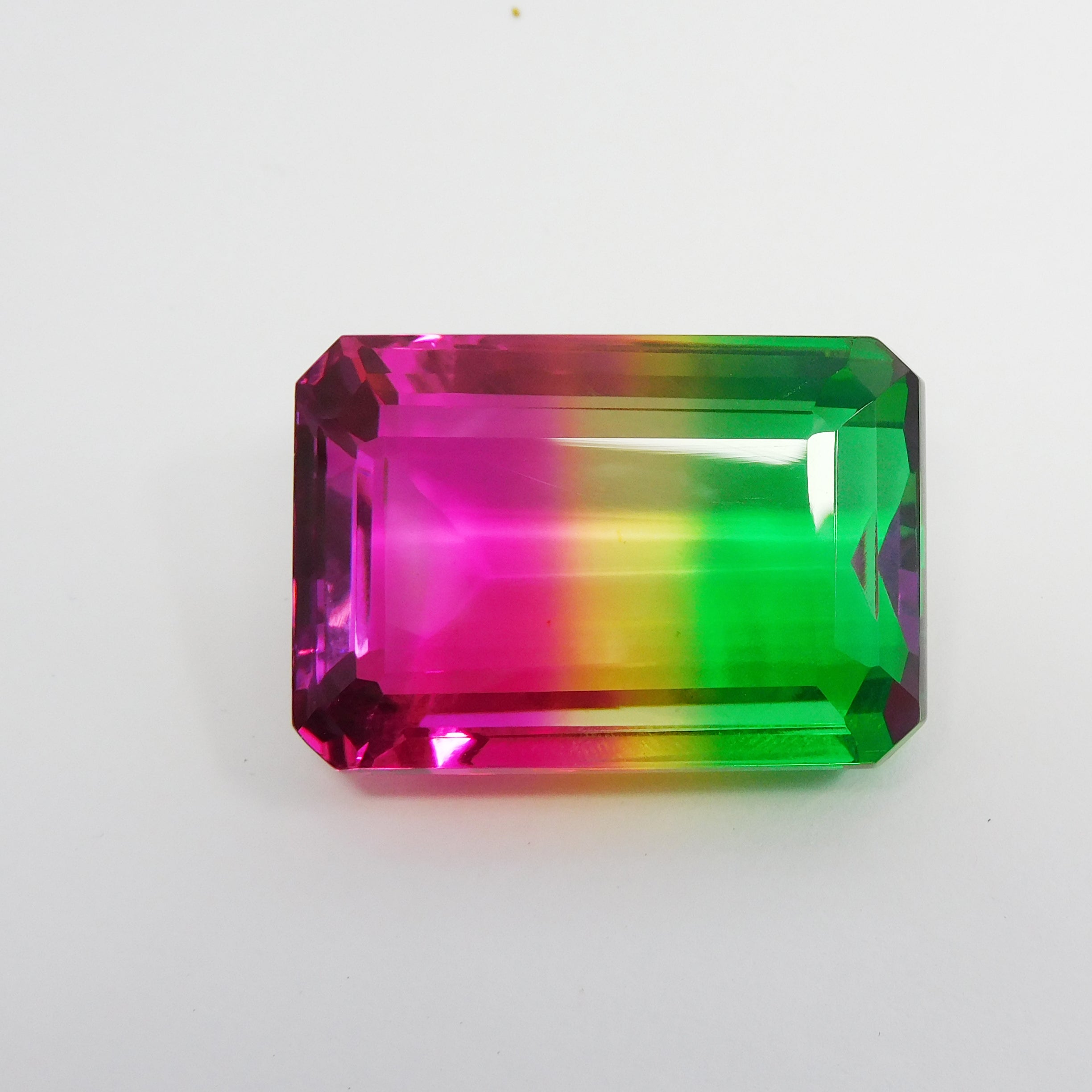 Lab-Created Tourmaline Bi-Color Emerald Cut 117.20 Ct CERTIFIED Loose Gemstone