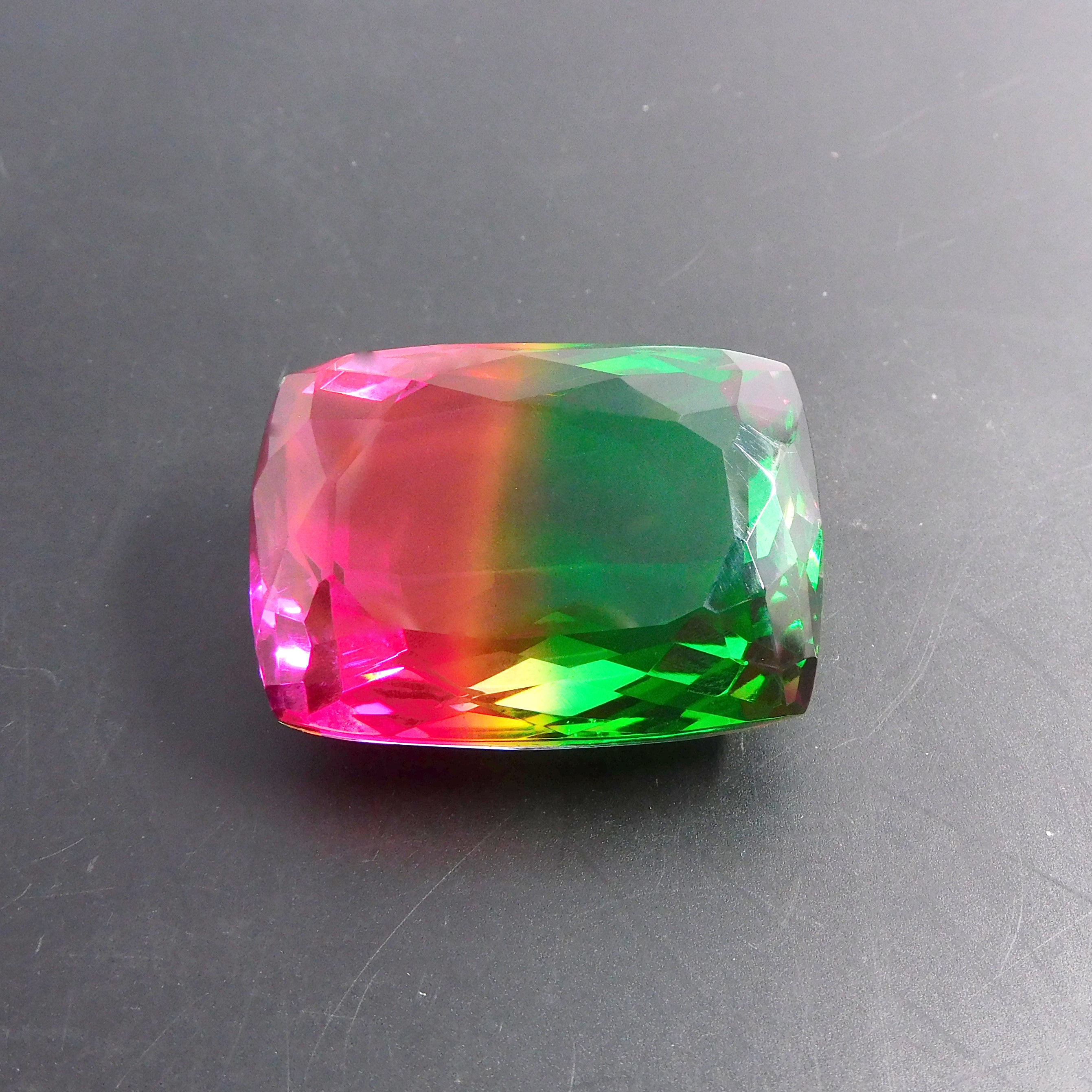 Cushion Cut 115.50 Ct Tourmaline Bi-Color CERTIFIED Loose Gemstone Lab-Created