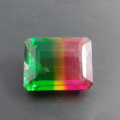 Tourmaline Lab-Created CERTIFIED Emerald Cut Loose Gemstone 133.80 Ct Bi-Color