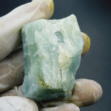 Natural Blue Aquamarine Rough Gemstone - scale comparison on mm ruler
