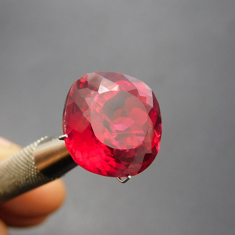 Square Cushion Cut 10.35 Carat Natural Certified Flawless Red Ruby Loose Gemstone-Its Believes For Safety And Security