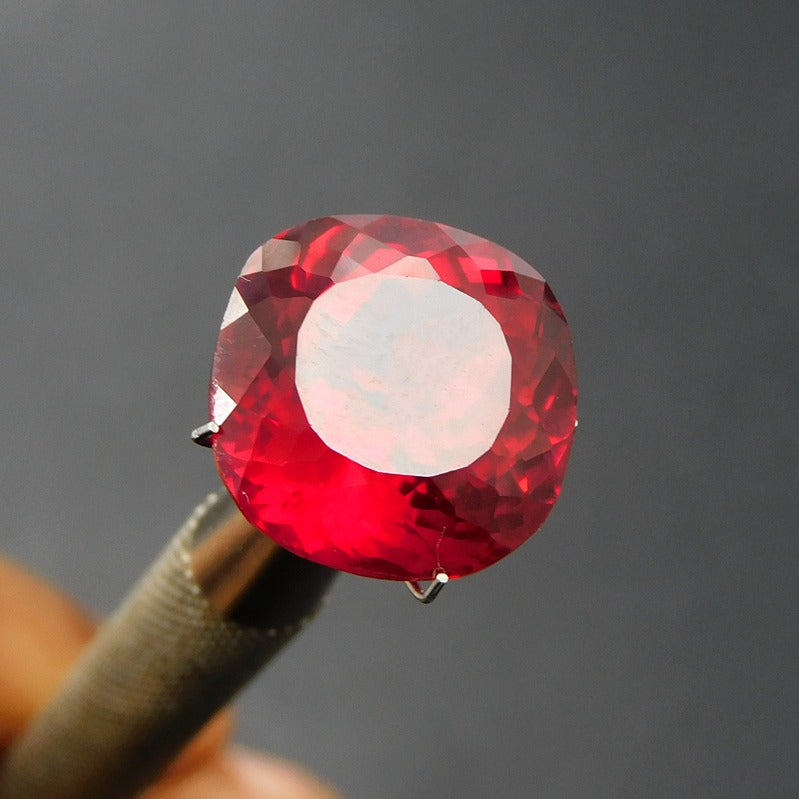 Square Cushion Cut 10.35 Carat Natural Certified Flawless Red Ruby Loose Gemstone-Its Believes For Safety And Security