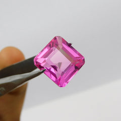 Imported From Sri Lanka Sapphire !! Jewelry Making Sapphire Gemstone !! 11.70 Ct Natural CERTIFIED Loose Gemstone Pink Sapphire Extremely Rare Square Cut | Free Delivery Free Gift | Gift For Your Loved Ones