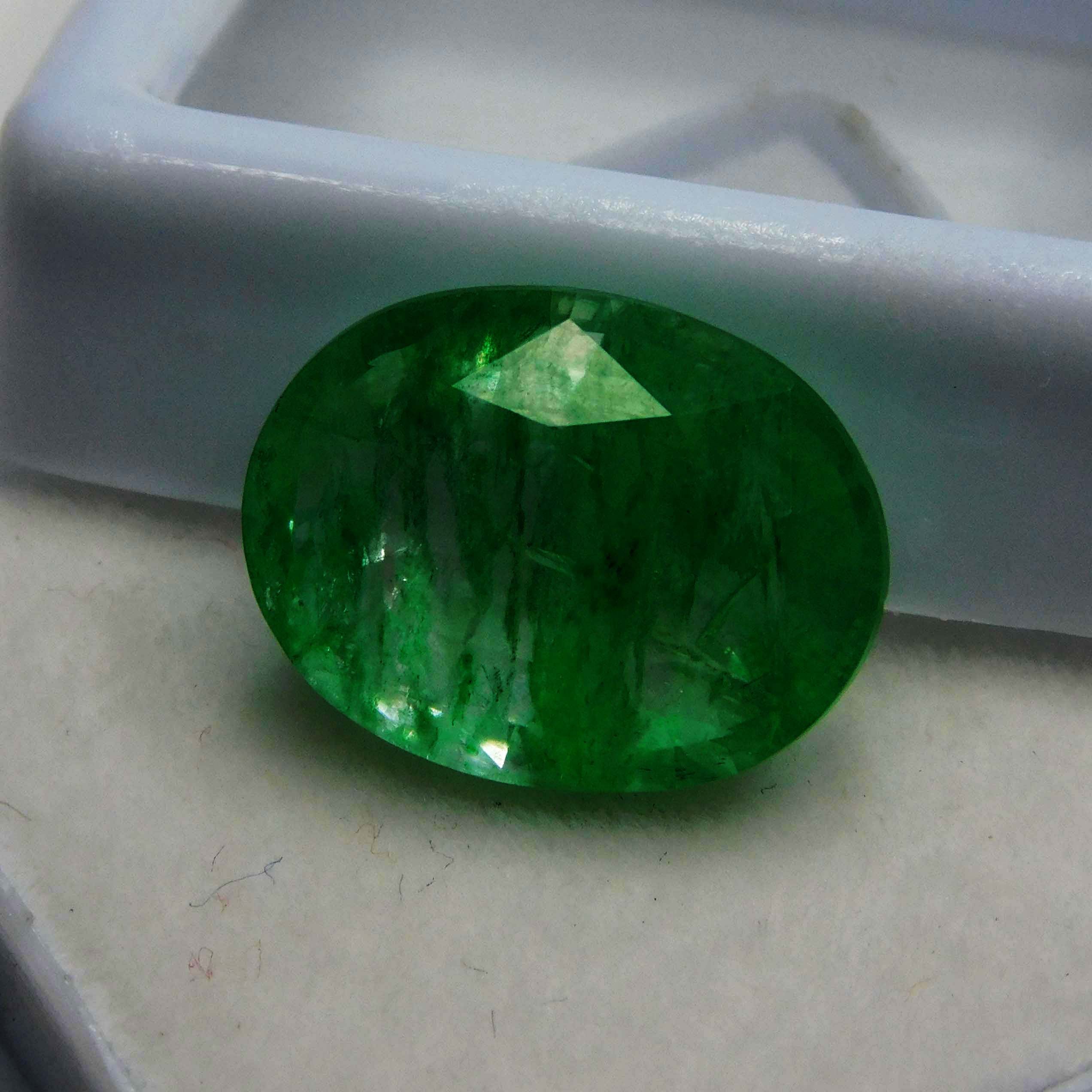 Emerald Green Colombian 7 Ct Natural CERTIFIED Oval Cut Loose Gemstone