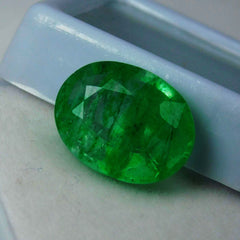 Emerald Green Colombian 7 Ct Natural CERTIFIED Oval Cut Loose Gemstone