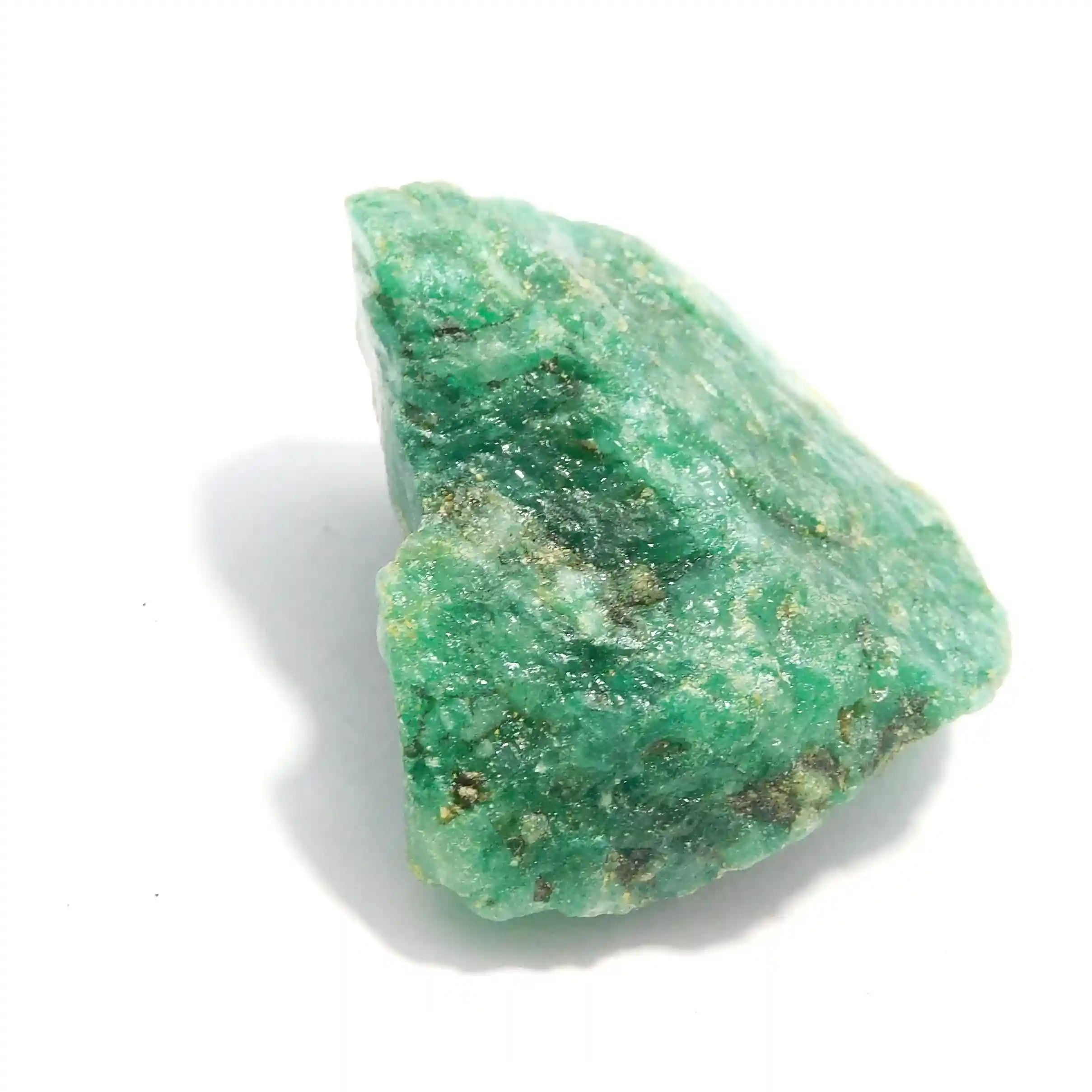 Green crystal rock on a white background