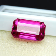 Brilliant Cut Natural Pink Ruby 16.25 Carat CERTIFIED Emerald Cut Loose Gemstone | On Best Price