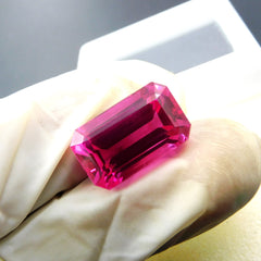 Brilliant Cut Natural Pink Ruby 16.25 Carat CERTIFIED Emerald Cut Loose Gemstone | On Best Price