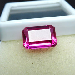 Best For Engagement Rings !! Natural Pink Ruby Emerald Cut 13.65 Carat Loose Gemstone CERTIFIED