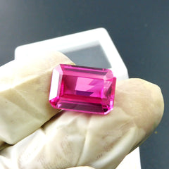 Best For Engagement Rings !! Natural Pink Ruby Emerald Cut 13.65 Carat Loose Gemstone CERTIFIED