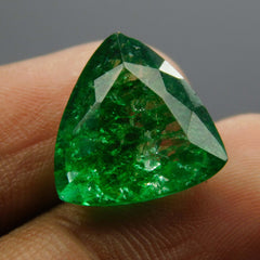 Natural Colombian Emerald Trillion Cut 7 Carat Green CERTIFIED Loose Gemstone