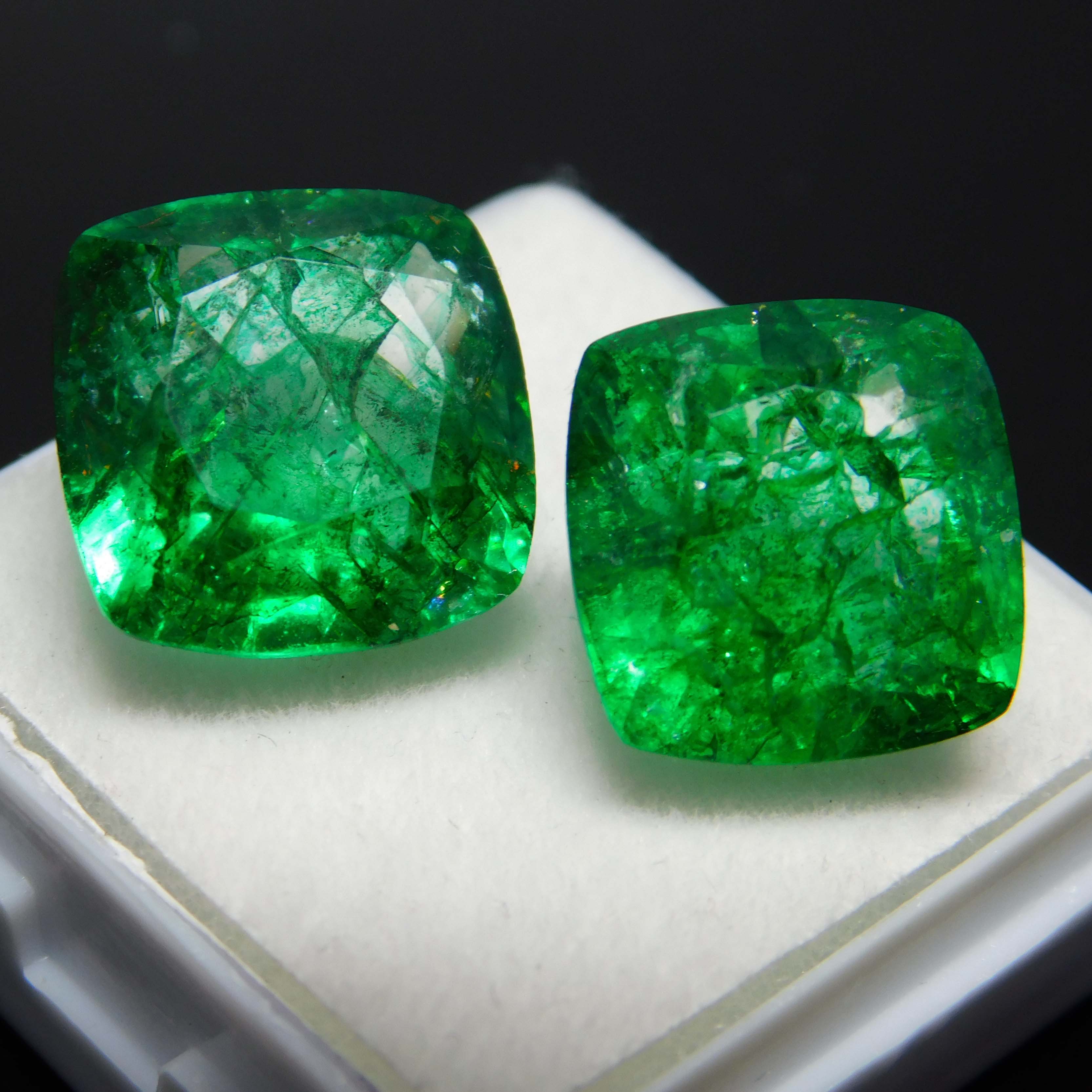 Square Cushion Emerald Natural Untreated Green Colombian Emerald 18 Ct Certified Loose Gemstone