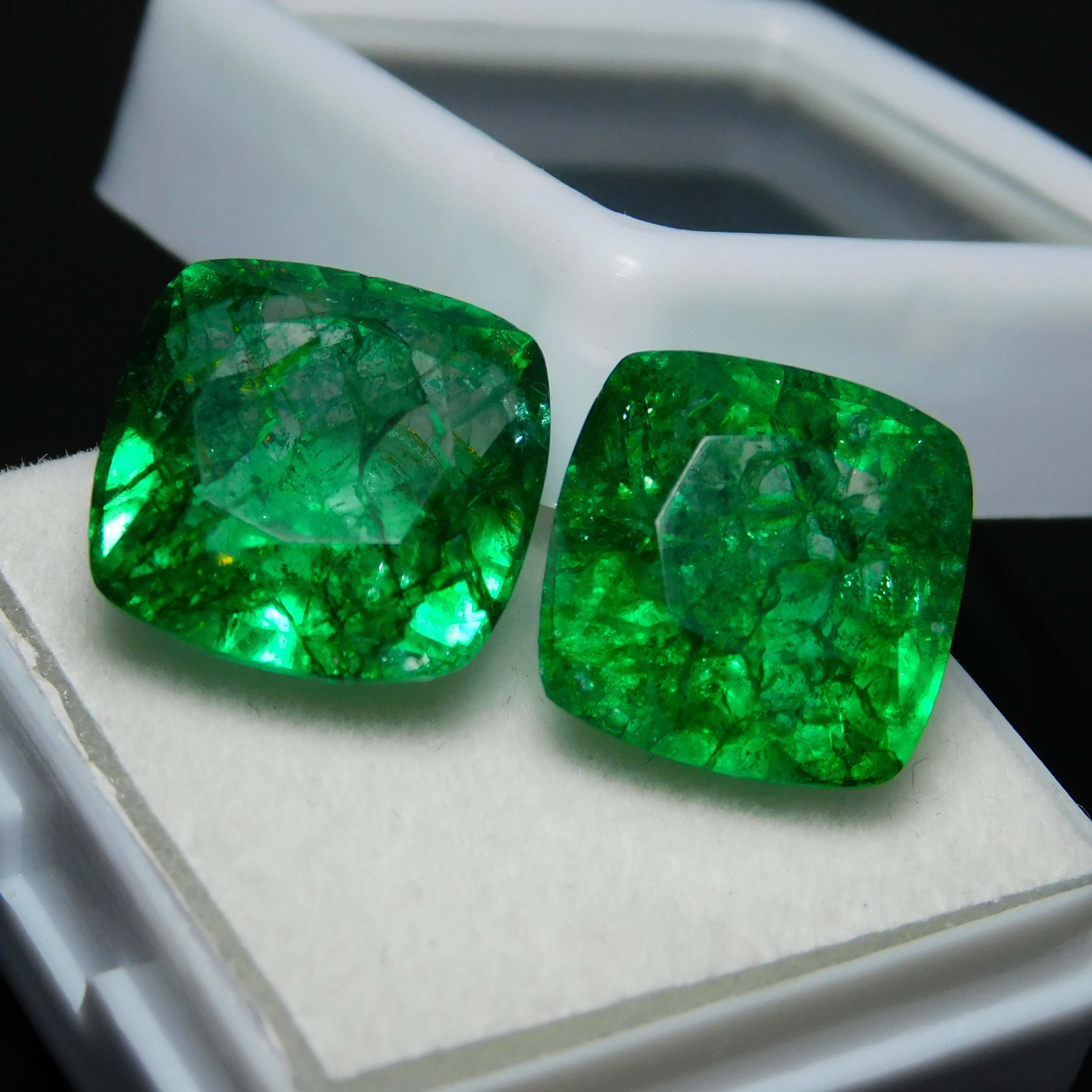 Square Cushion Emerald Natural Untreated Green Colombian Emerald 18 Ct Certified Loose Gemstone