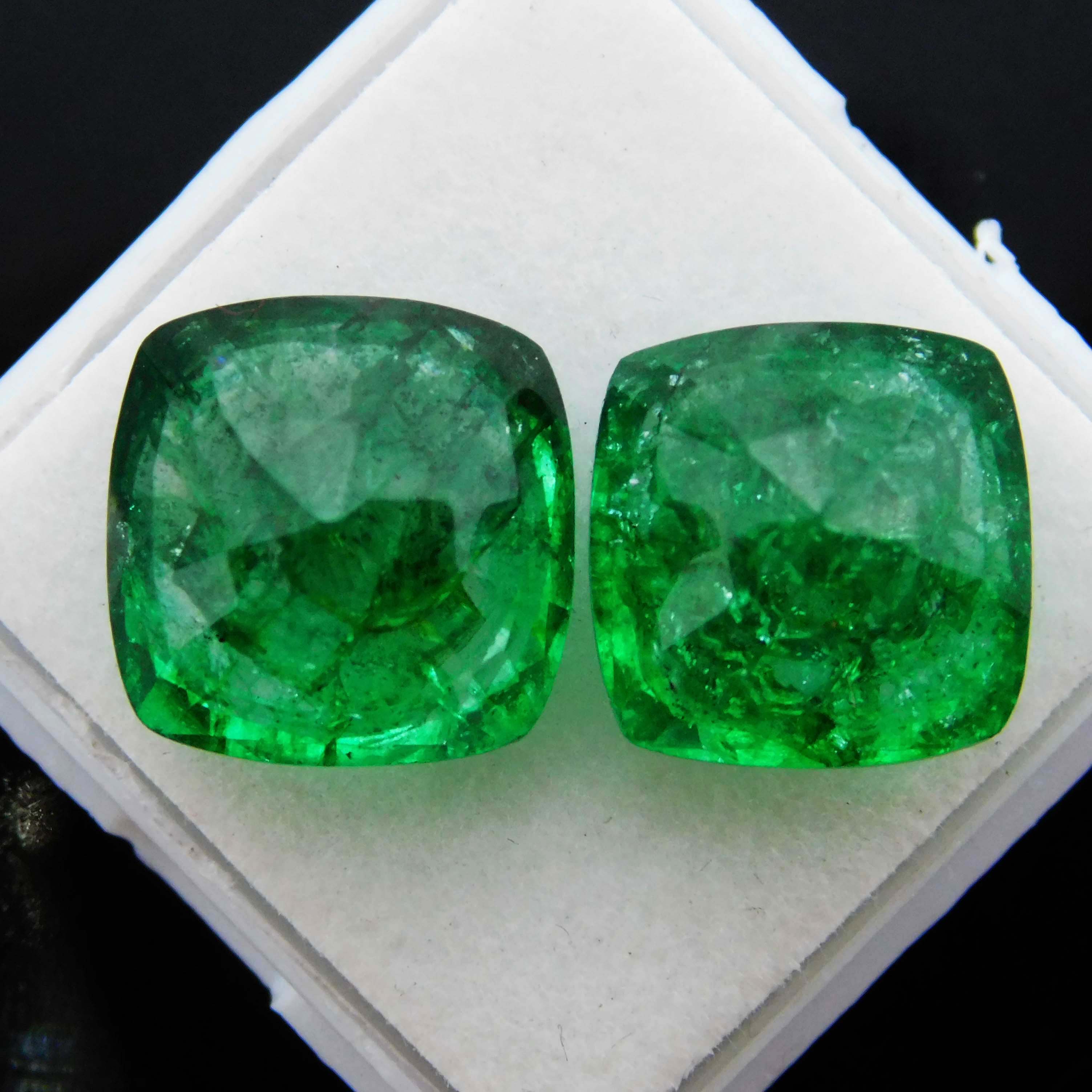 Square Cushion Emerald Natural Untreated Green Colombian Emerald 18 Ct Certified Loose Gemstone