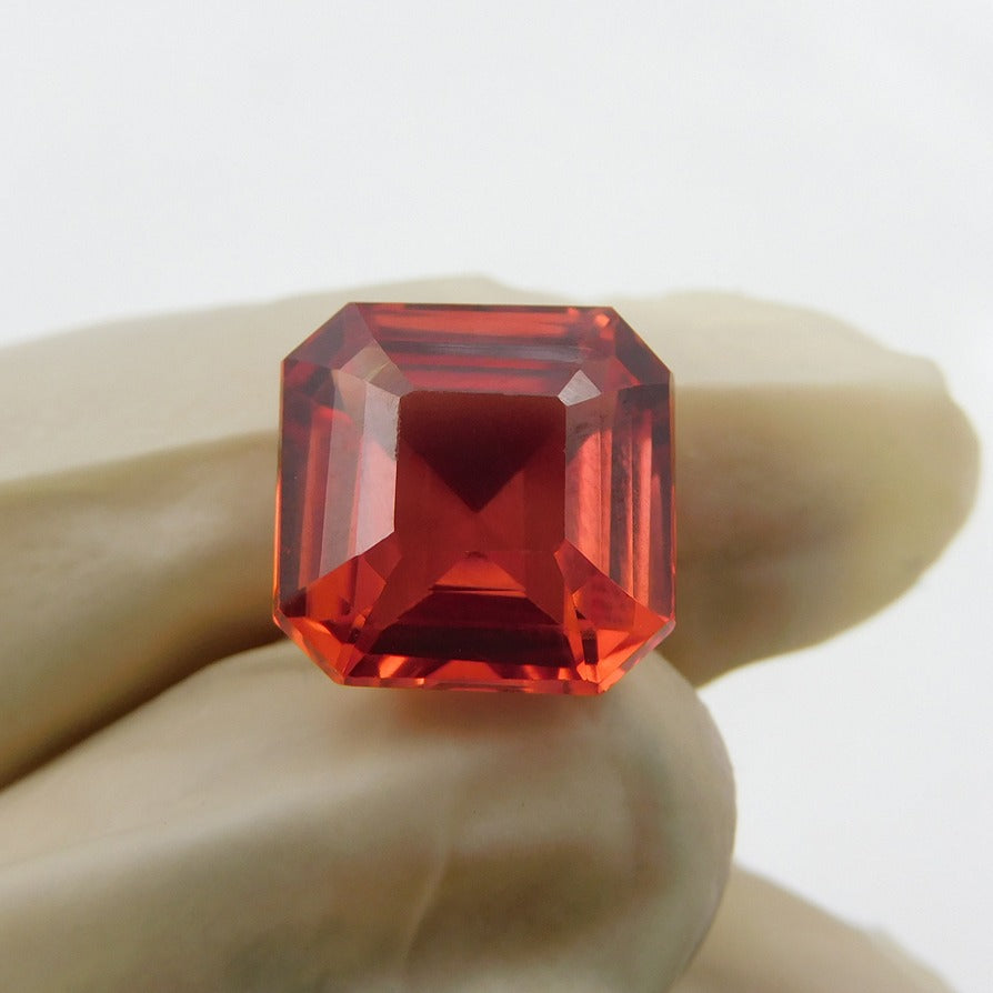 Orange Sapphire Flawless Ceylon Orange 8.56 Carat Sapphire Loose Square Cushion Gemstone Cut, Fine Quality Sapphire Ring And Jewelry Making Gemstone Cut Free Delivery Free Gift