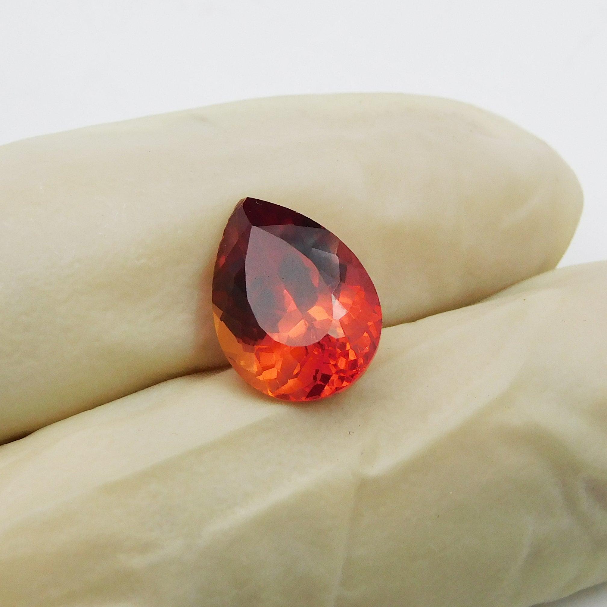 Natural Orange Sapphire Amazing Loose Gemstone 9.30 Ct CERTIFIED Ceylon Sapphire Orange Pear Shape