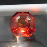 Certified 10.52ct natural orange sapphire, square-shaped, for jewelry