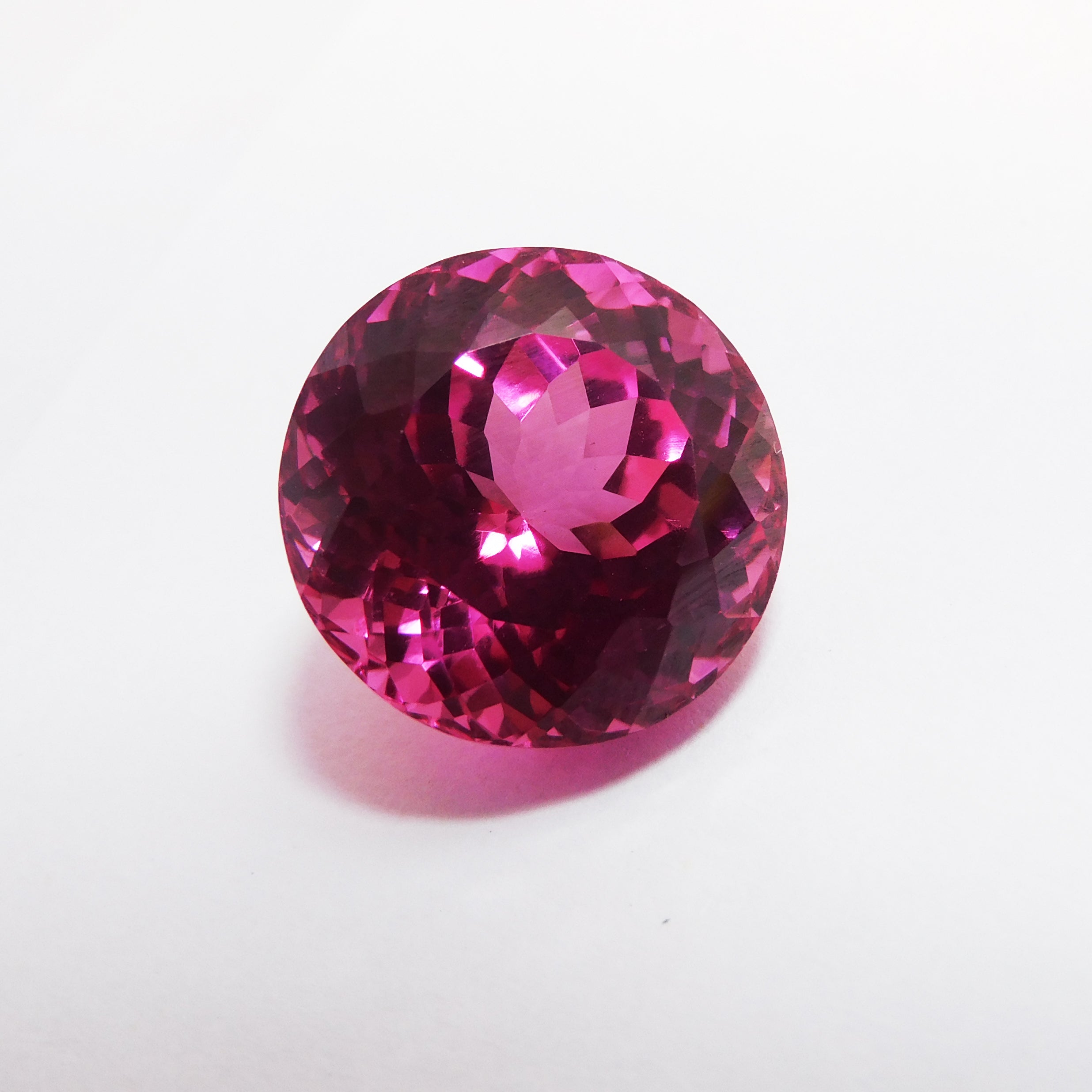 20.45 Ct CERTIFIED Natural Pink Tourmaline Round Cut Loose Gemstone Ring Size