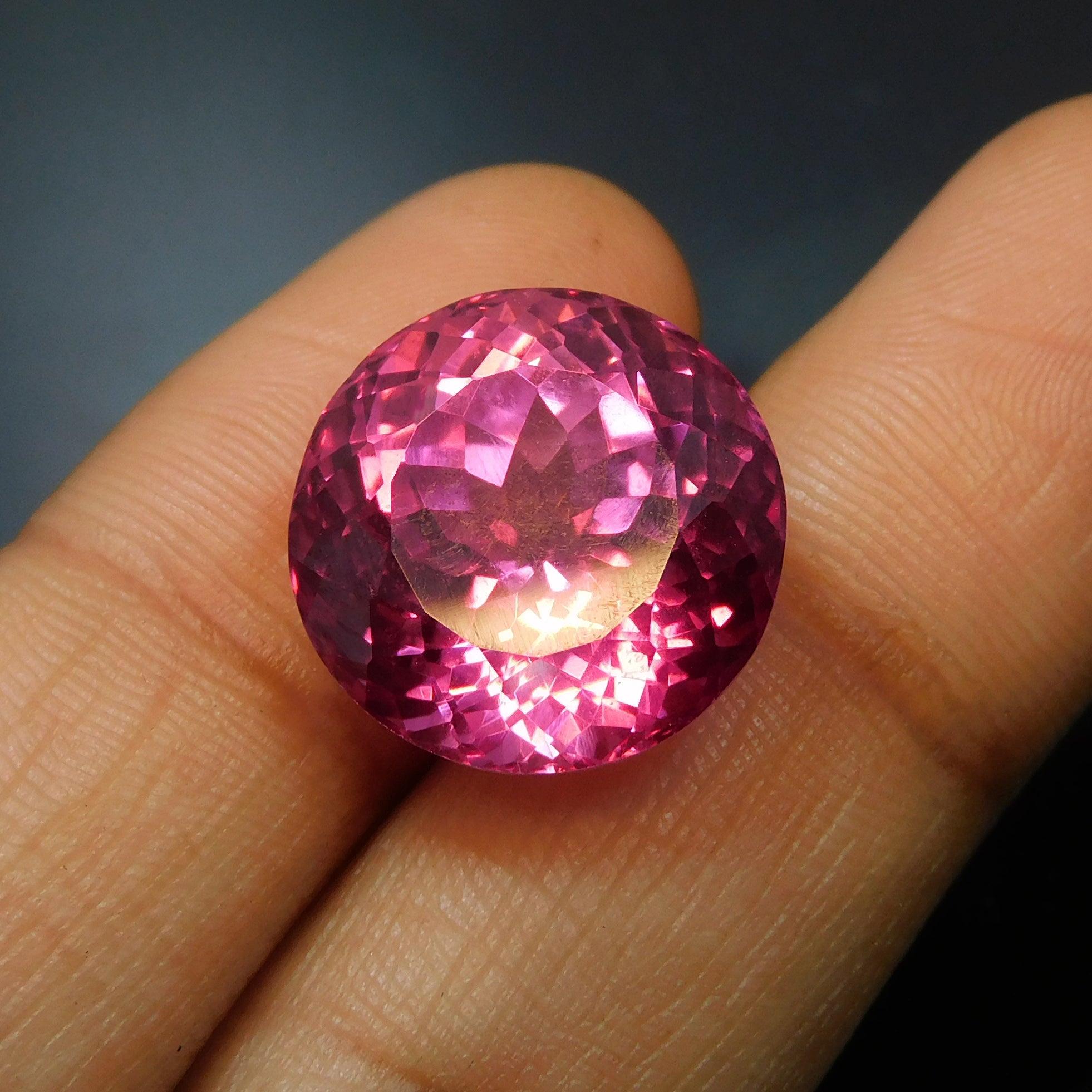 20.45 Ct CERTIFIED Natural Pink Tourmaline Round Cut Loose Gemstone Ring Size