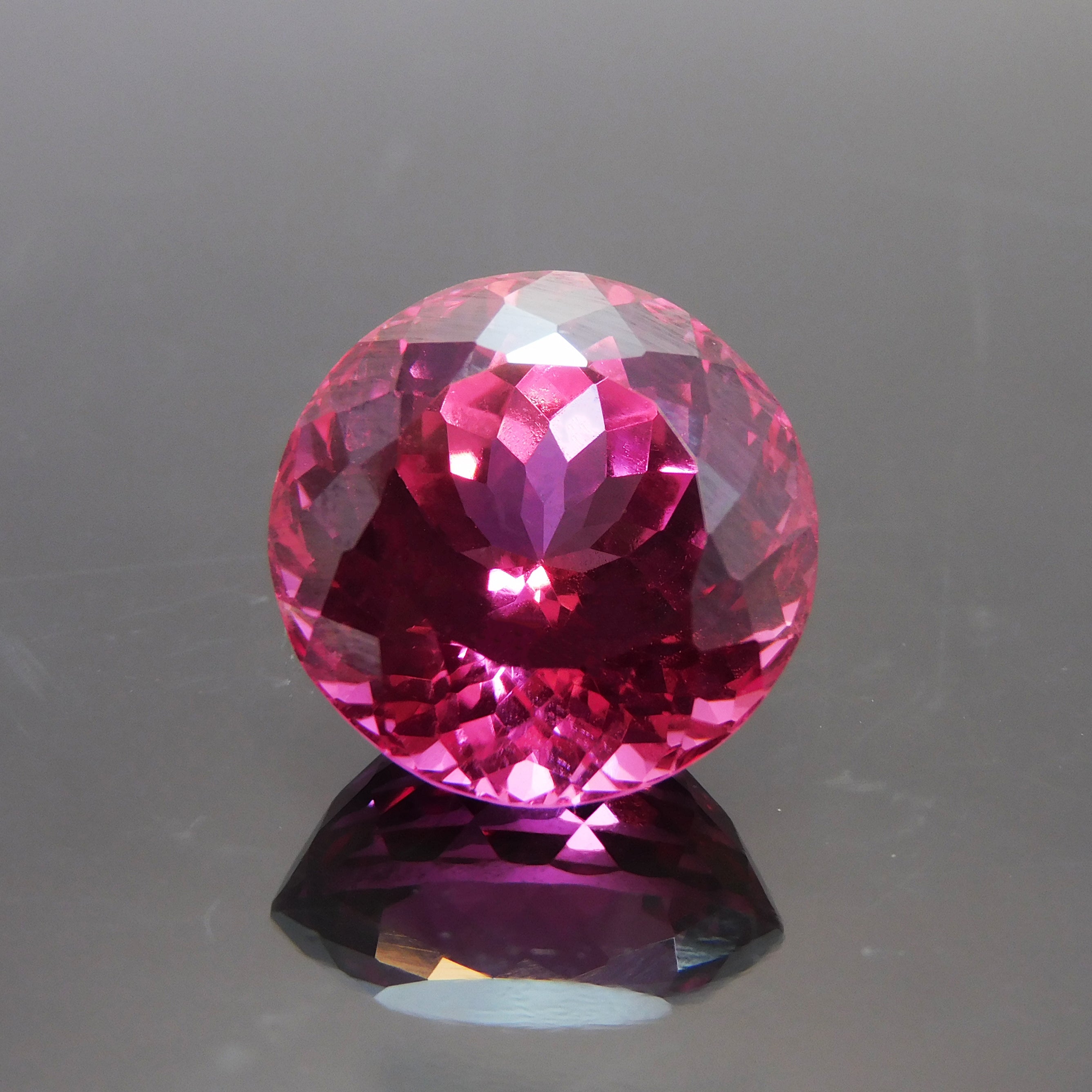 20.45 Ct CERTIFIED Natural Pink Tourmaline Round Cut Loose Gemstone Ring Size