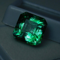 10.50 Ct Natural Emerald Green Colombian CERTIFIED Square Cut Loose Gemstone A-3914b