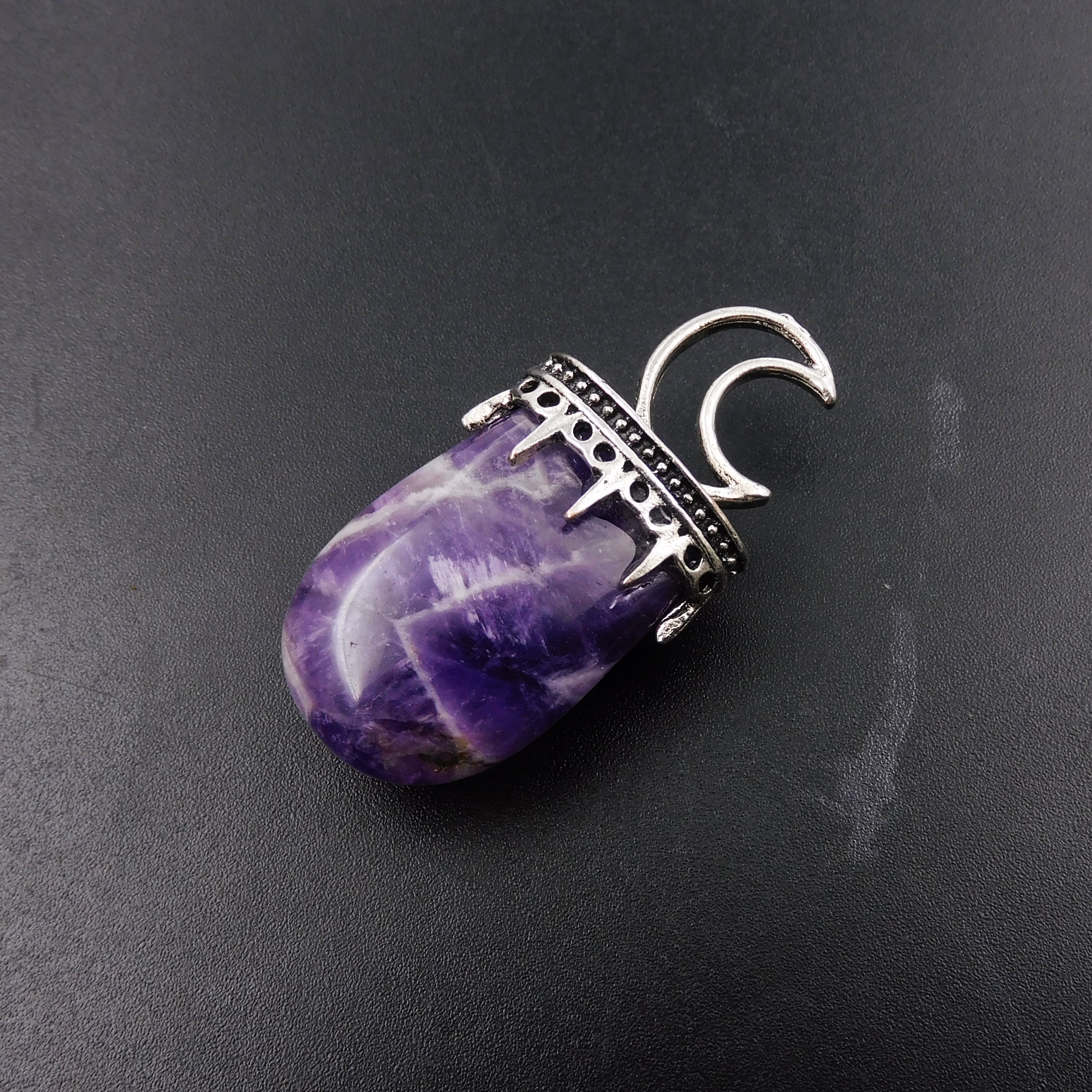 Silver-925 Pendant With Chain Purple Amethyst 122.45 Ct Natural Fancy Shape