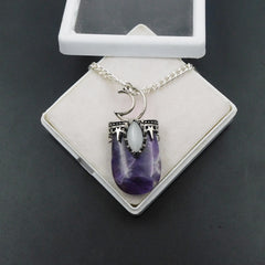 Silver-925 Pendant With Chain Purple Amethyst 122.45 Ct Natural Fancy Shape