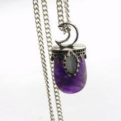 Silver-925 Pendant With Chain Purple Amethyst 122.45 Ct Natural Fancy Shape