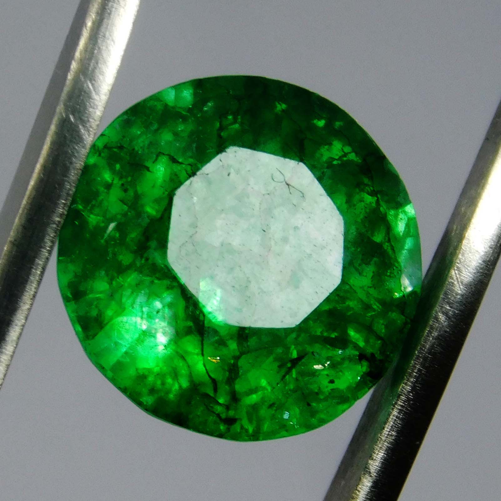 5.15 Carat Natural CERTIFIED Emerald Round Cut Green Colombian Loose Gemstone