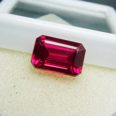 Gift For Her/ Him !! Best Offer !! 10.00 Carat Natural Red Ruby Certified Emerald Cut Loose Gemstone