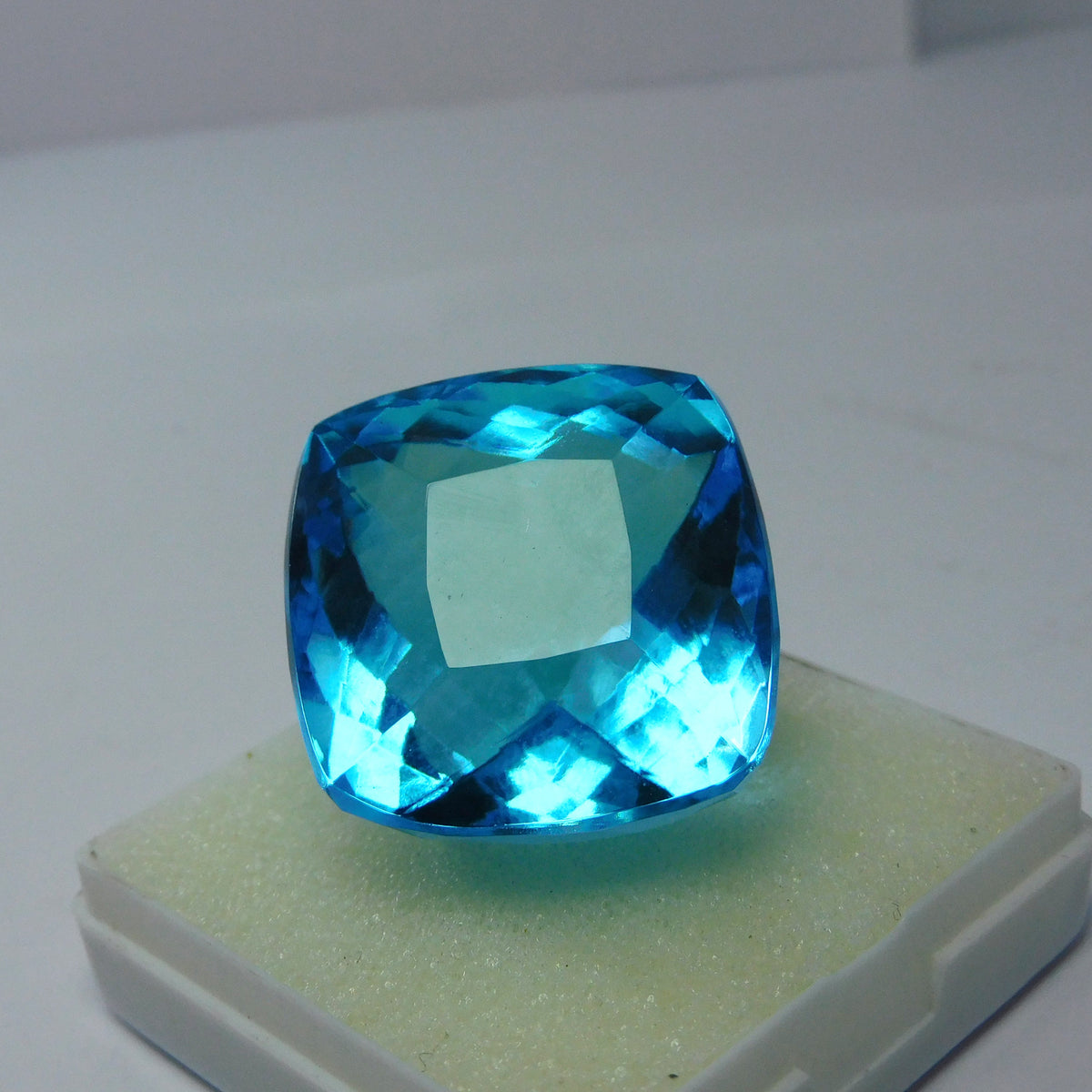 95.00 Ct Lab-Created Blue Topaz Square Certified Loose Gemstone Cushion Cut | Pendant Size | Big Size