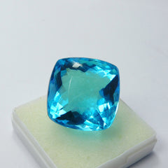 95.00 Ct Lab-Created Blue Topaz Square Certified Loose Gemstone Cushion Cut | Pendant Size | Big Size