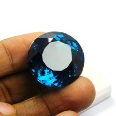 Round Cut Lab-Created Blue Sapphire 56.50 Ct Loose Gemstone Certified | Free Delivery Free Gift | Pendant Size Stone