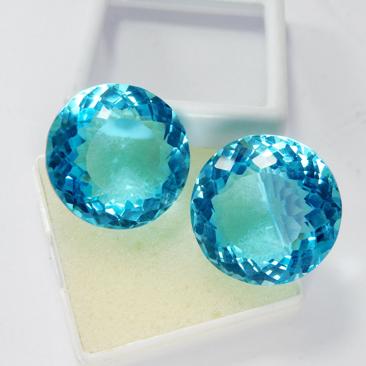 Earring Size/ Pendant Size Stone !! Lab-Created Blue Sapphire 120.20 Ct Round Cut Loose Gemstone CERTIFIED Pair