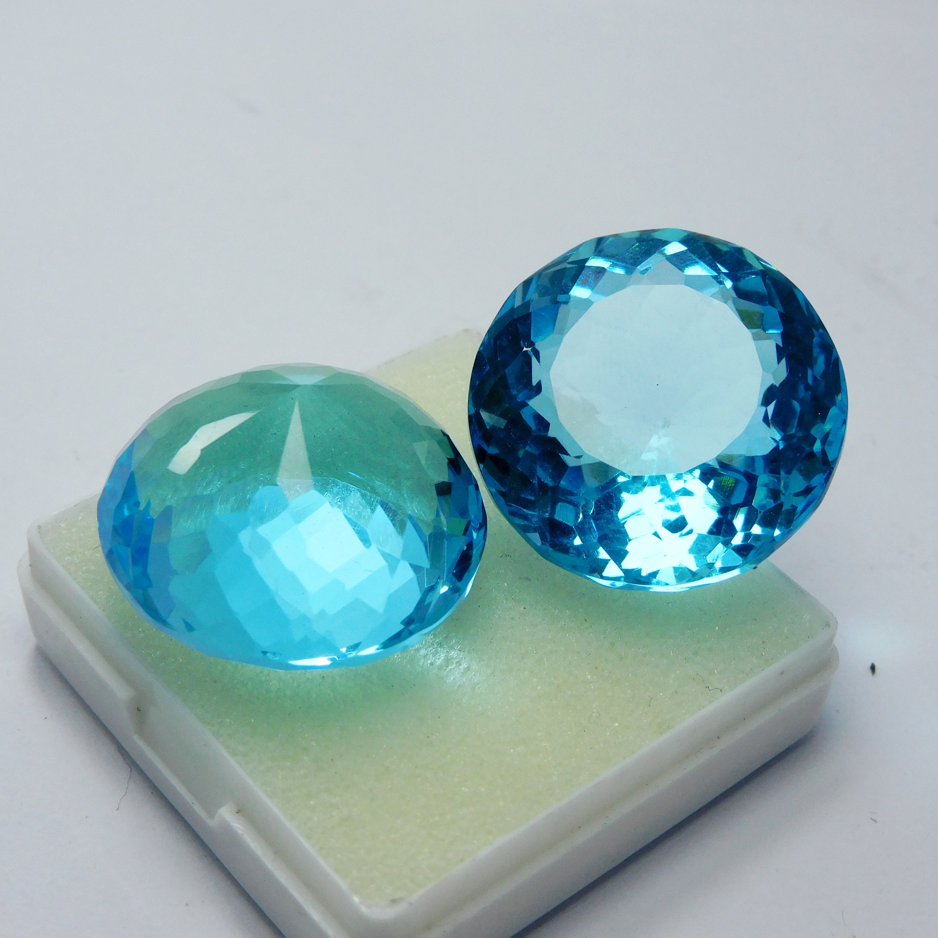 Earring Size/ Pendant Size Stone !! Lab-Created Blue Sapphire 120.20 Ct Round Cut Loose Gemstone CERTIFIED Pair