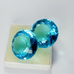 Earring Size/ Pendant Size Stone !! Lab-Created Blue Sapphire 120.20 Ct Round Cut Loose Gemstone CERTIFIED Pair