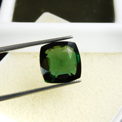 Natural Tourmaline Green Square Cushion Cut 8.45 Ct CERTIFIED Loose Gemstone